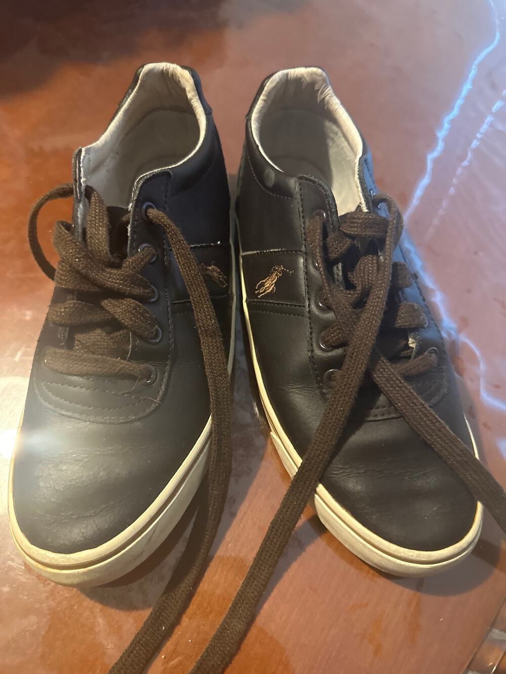 Polo by Ralph Lauren Brown Leather Low Top Lace Up Sneakers 7.5D